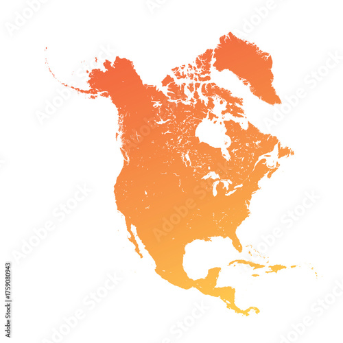 Map of North America, sign silhouette. World Map Globe. Vector Illustration isolated on transparent background. American continent.