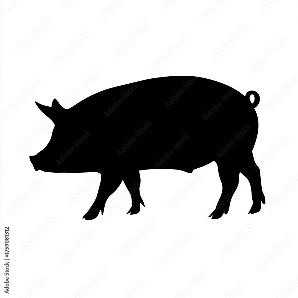 Fototapeta premium pig standing against a white background in a simple and minimalist design style