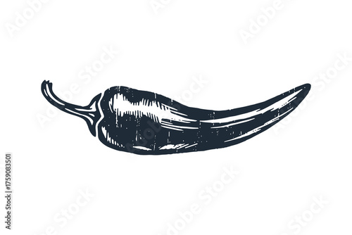 Chili Pepper Hot Spice Ingredient Black White Graphic