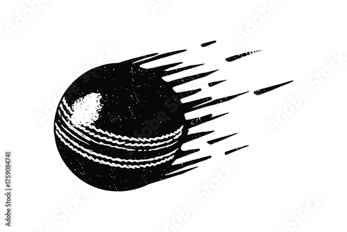 Fast Flying Cricket Ball Sport Game Activity Flat Style Icon