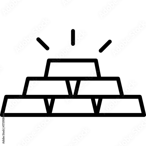 Stacked Gold Bullion Bars Icon Shiny Metallic Treasure Wealth and Finance Concept Simple Outline Style on Transparent Background