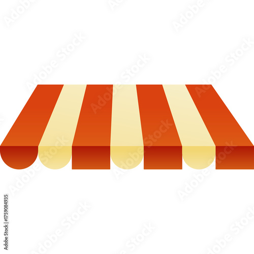 Striped Awning Canopy Shade Outdoor Protection With Red And Yellow Colors And Circular Edges Isolated On Transparent Background