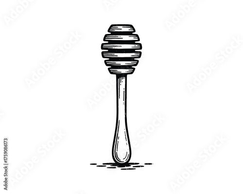 Honey Dipper Wooden Kitchen Utensil Sweet Food Product Serving