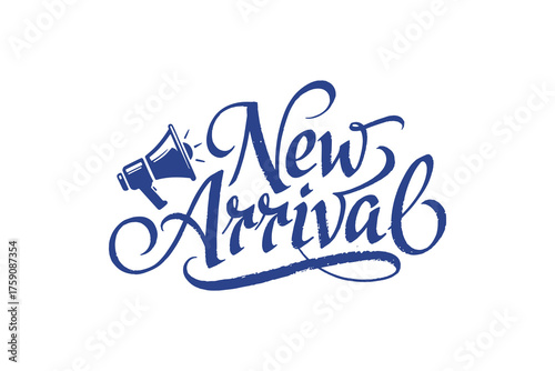 New Arrival Calligraphy Text Megaphone Shopping Promotion Design Banner