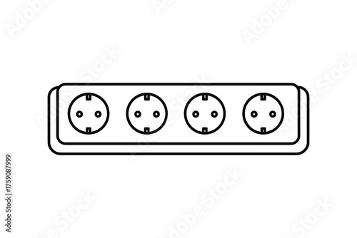 Power Strip Outline Icon Multiple Electrical Sockets Line Art Drawing