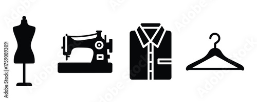 Sewing Equipment Icons Tailoring Clothing Manufacturing Craft