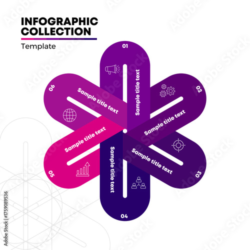 Venn diagram infographic circle complete with business illustration icons. Business infographic template, vector illustration eps
