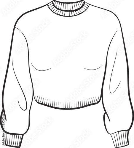 Cropped sweater with ribbed neckline and cuffs clothing apparel