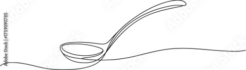 Minimalist ladle drawing with flowing lines kitchen utensil cooking