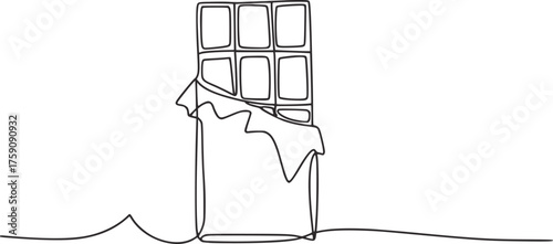 Minimalist line drawing of a chocolate bar with wrapper food