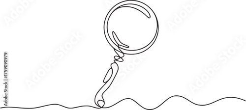 Minimalist line drawing of a magnifying glass line art black and white