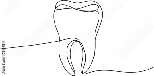 Single line drawing of a molar tooth dental medical