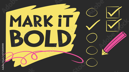 Hand drawn marker highlights and arrows for text design