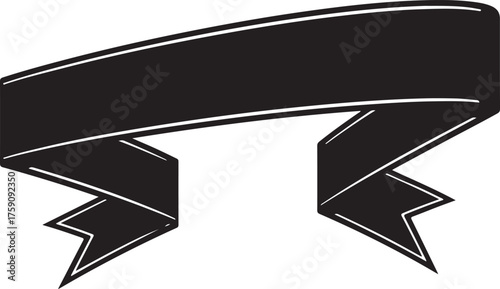 Classic black ribbon banner for declarative titles and elegant design elements vector