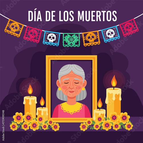 Vector illustration banner dia de los muertos