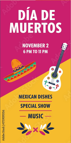Potrait poster diaa de muertos festival, vector illustration