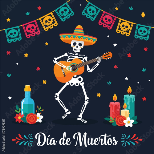 Dia de muertos background illustrator vector