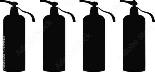 Set Of Fire Extinguisher Silhouette Vector Illustration