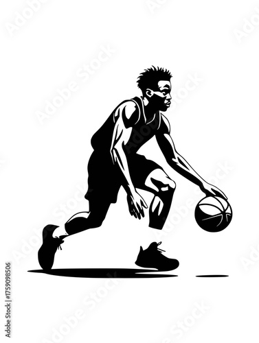 Explosive Afro Dribble Silhouette Athlete 