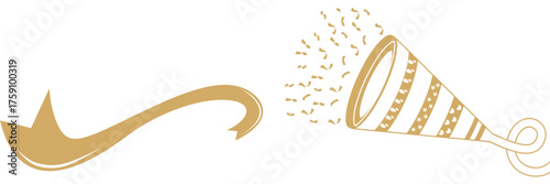 Line art illustration for happy new year trumpet