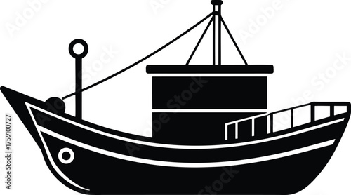 Shrimping boat vector icon