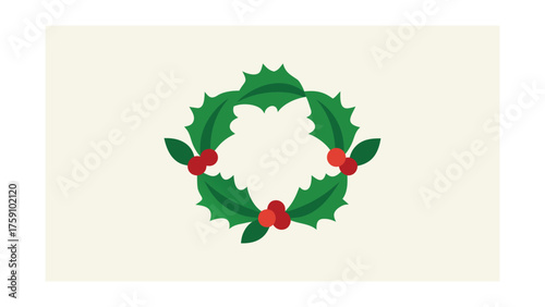 christmas wreath with holly berries vector design icon logo