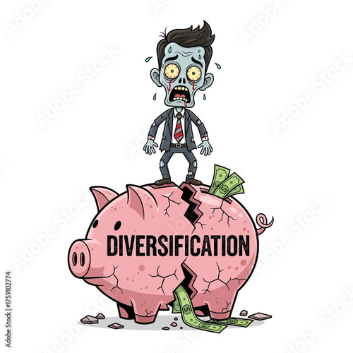 Zombie's Financial Misfortune Diversification's Failure, The Crumbled Piggy Bank of Investment