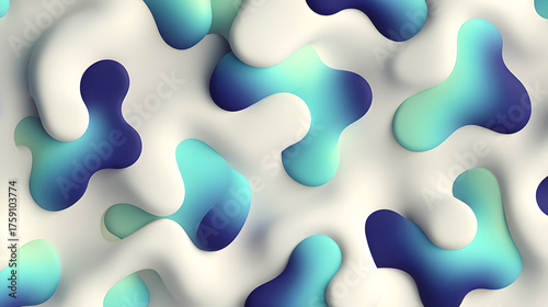 A seamless abstract background featuring smooth, organic fluid shapes gradients blue, teal, green, softly recessed into a pristine white surface.