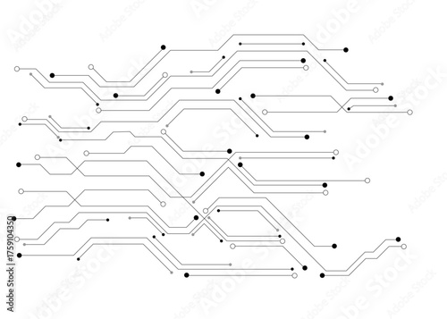 Vector technology background with crossed lines and dots.