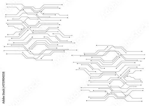 Vector technology background with crossed lines and dots.