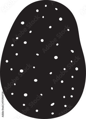 Potato — simple black vector silhouette, transparent background
