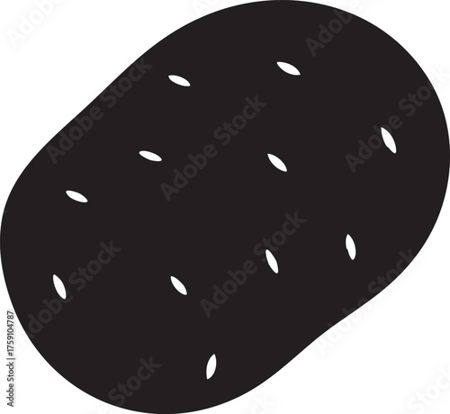 Potato — simple black vector silhouette, transparent background
