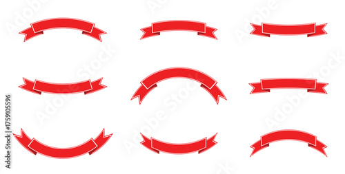 Red Ribbon Banner Vector Set – Vintage and Modern Decorative Design