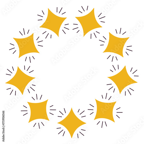 Simple festive round frame with Christmas decor. The simple vector design perfect for Christmas and New Year decorations or holiday greetings.