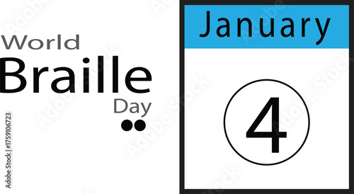 World Braille Day is celebrated every year on January 4. Vector Template for banner, greeting card, poster .