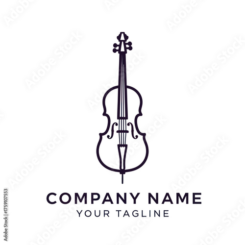 Elegant outline of a cello musical instrument for logo design.