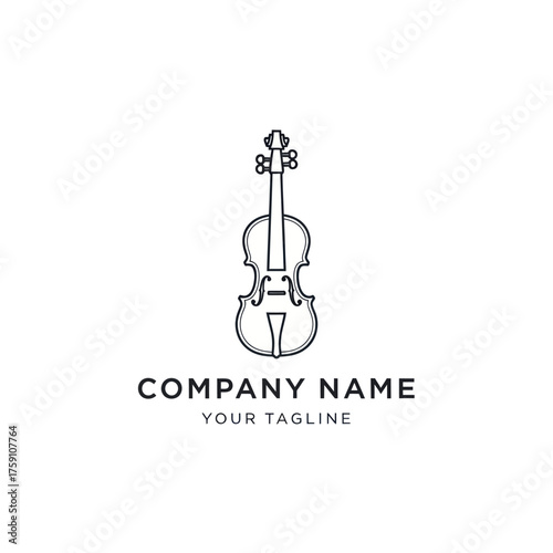 Elegant violin outline logo design for music school or orchestra.