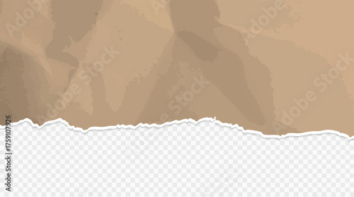 gradient brown color seamless torn paper edges, vector illustration background	
