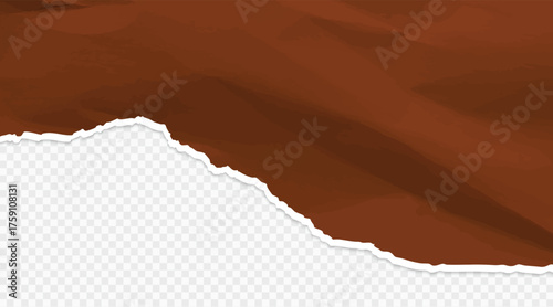 dark brown color seamless torn paper edges, vector illustration background	