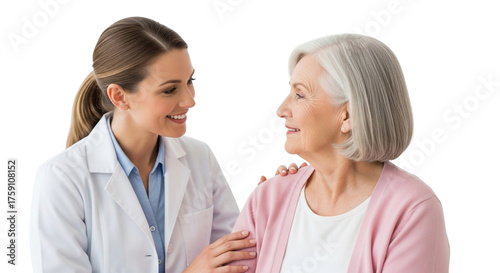 Nurse comforting elderly woman with gentle touch