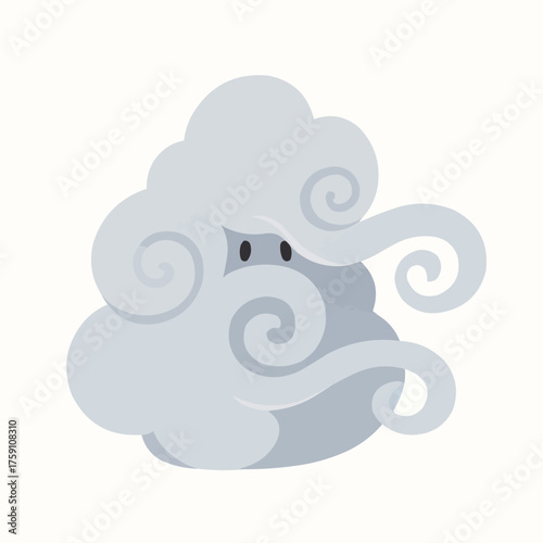 Shy Fog Character Vector