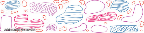 Abstract multicolored shape stickers with a nostalgic 90s cartoon aesthetic. Perfect for trendy projects, stickers, and branding. Grunge style