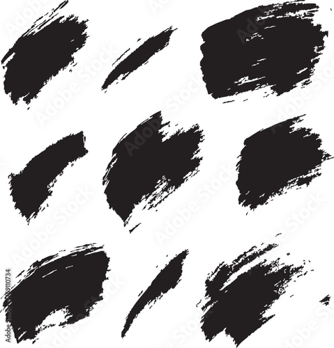 Set of Nine Grunge Square Brush Strokes