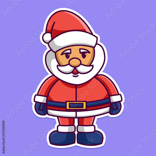 Cute Santa Claus Cartoon Vector Illustration on Purple Background