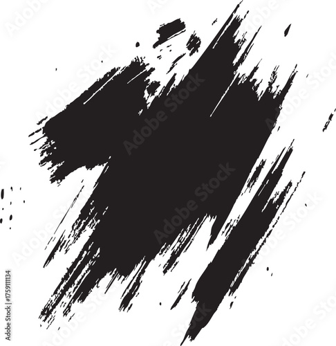 Bold Diagonal Grunge Ink Brush Stroke