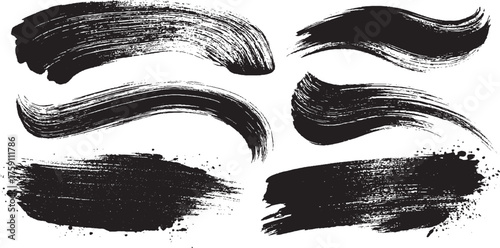 Big collection of black paint, ink brush strokes, brushes, lines, grungy. on white background with visible splashes for watercolor style effect. grunge isolated on white background, . Vector illustrat