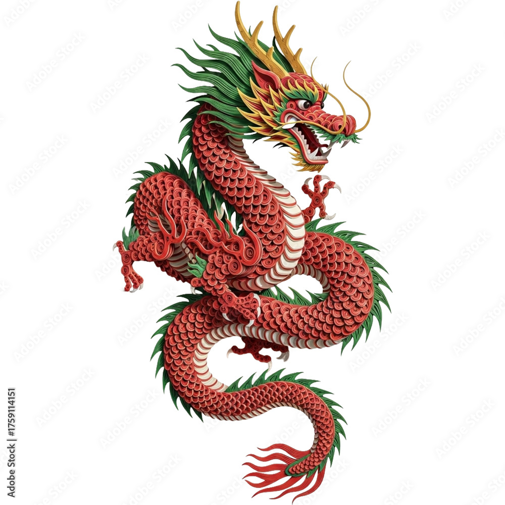 Fototapeta premium 龍 ドラゴン 生き物 ペーパークラフト