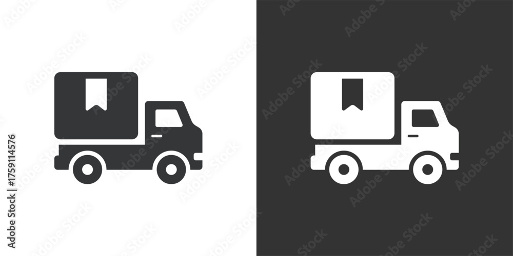 Fototapeta premium Delivery truck Icon. Solid glyph series icon