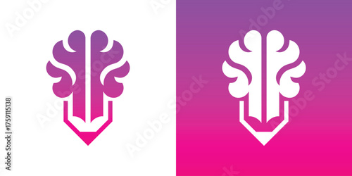 A creative logo combining a brain and pencil, symbolizing intelligence, education, and creative thinking.