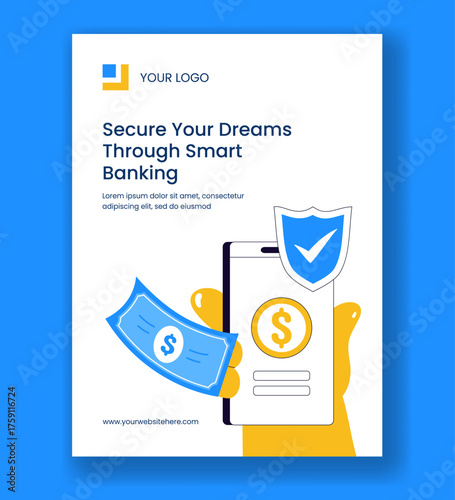 Hand Drawn Templates of International Day of Banks Flat Cartoon Illustration Vertical Poster